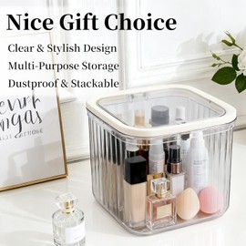 THMINS - Paquete de 2 accesorios para el cabello para niñas, caja de almacenamiento con tapa para clips de pelo para niños, corbatas, lazos y joyas, contenedor apilable a prueba de polvo, organizador