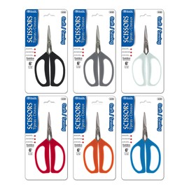 BAZIC Craft & Sewing Stainless Steel Scissors 6", Sharp Scissor Blades, Accurate Tailoring Cutting Thin Fabric Art Crafts Photo, 6-Pack