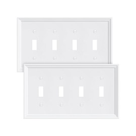 2-Pack Natural Bamboo Fiber Quad Toggle Light Switch Cover Plate