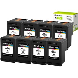 NineLeaf Remanufactured Ink Cartridge Replacement for HP 61XL 61 XL 61BXL use in Envy 4500 5530 5535 Deskjet 1000 1010 1510 2540 Officejet 2000 2050 3000 3050 2620 4630 4635 (8 Pack Black)