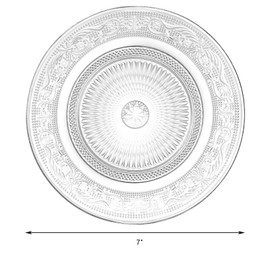 Frcctre 12 Pack Glass Salad Plates, 7 Inches Glass Fruit Dessert Plates, Clear Glass Appetizer Dinnerware Set with Beautiful Carved Pattern, Dishwasher Safe