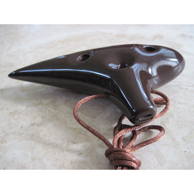 Utopia Glossy Dark Coffee Brown Ocarina Ceramic Soprano G -