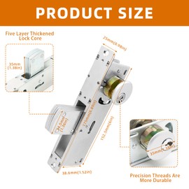 Storefront Door Lock, Commercial Door Locks Mortise Cylinder, Door Hardware Hook Lock, Commercial Deadbolt, in Aluminum(1-1/8" Backset)(Flat Locking Tongue)