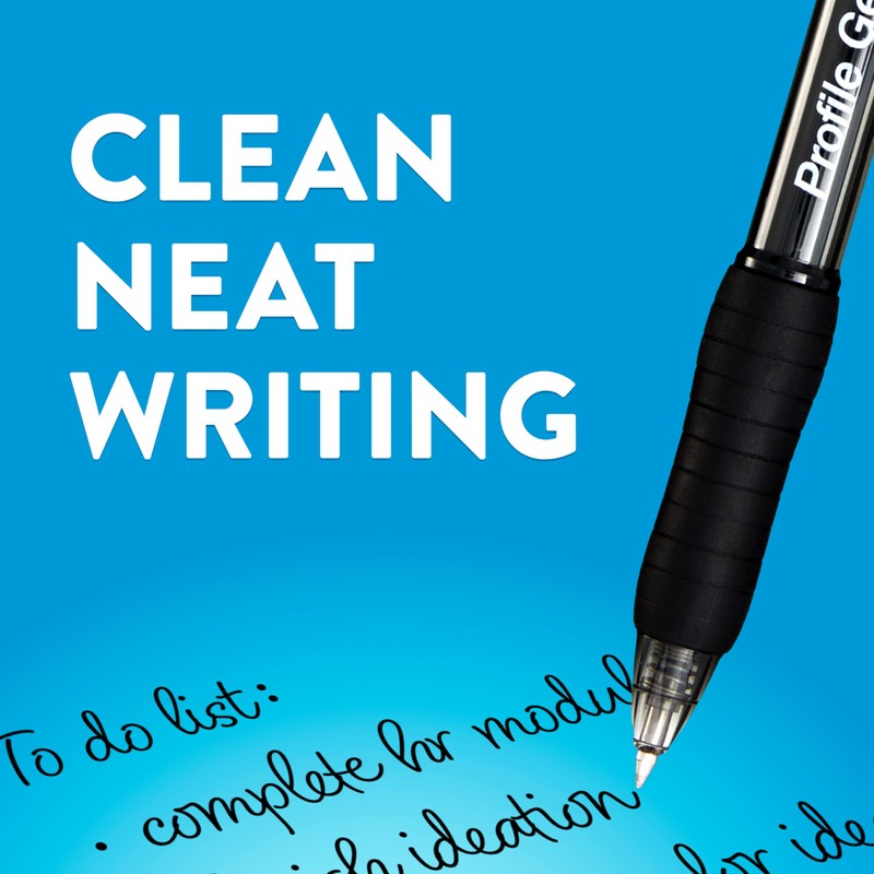 Paper Mate Gel Pen, Profile Retractable Pen, 0.7mm, Blue, 4