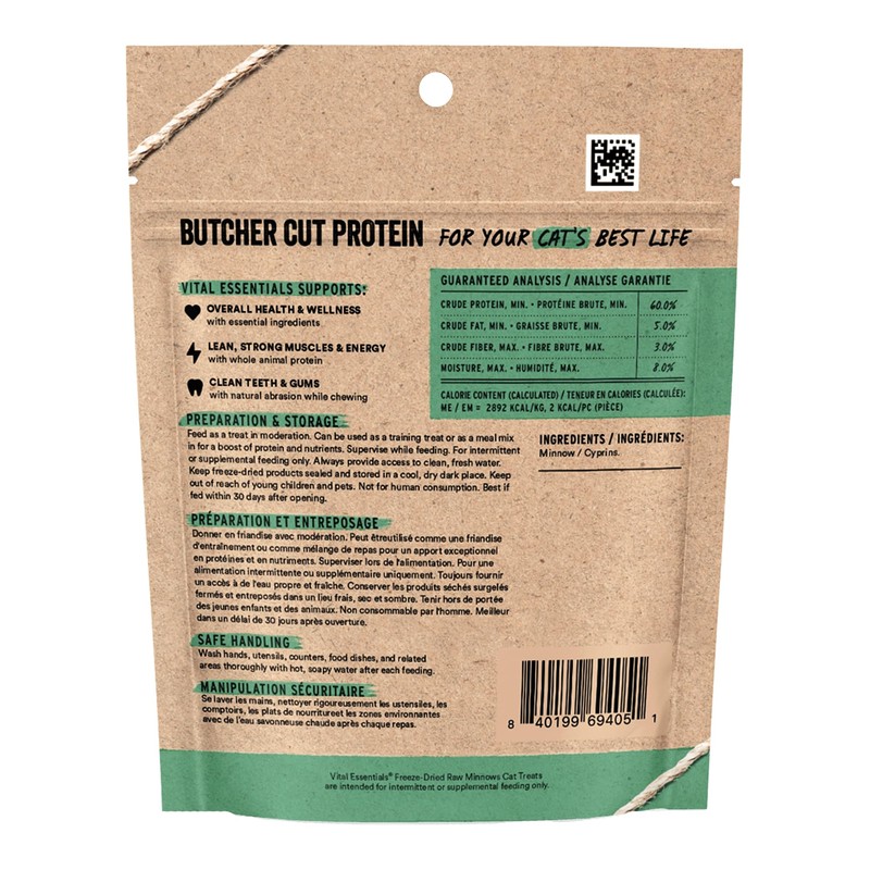Vital Essentials Minnows Cat Treats, 0.5 oz | Freeze-Dried Raw