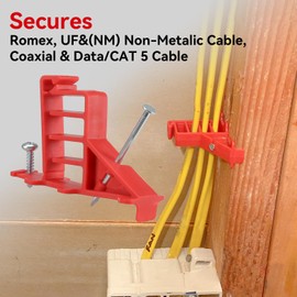 Multi Cable Staples for Romex Clips, Plastic Electrical Wire Stackers, Secures Romex, UF & (NM) Non-Metalic, Coaxial & Data/CAT 5 Cable, Fast and Easy to Install, 100Pcs