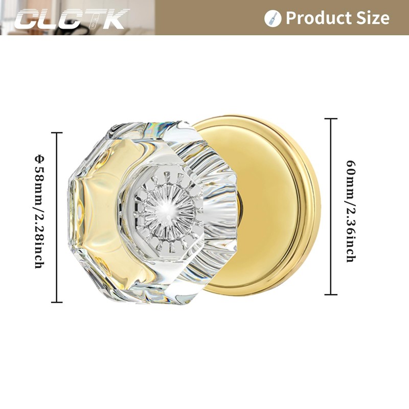 CLCTK 4 Pack Glass Dummy Door Knobs, Single Side Dummy