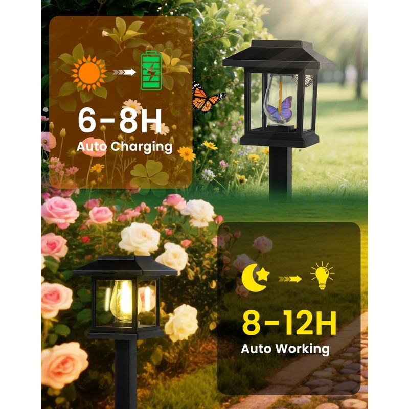Albelt Solar Pathyway Lights Outdoor, 8 Pack Waterproof Solar Garden