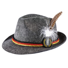 Funny World German Hats for Oktoberfest Grey Bavarian Alpine Cap