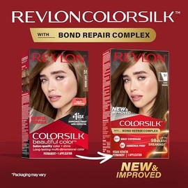 REVLON Revlon ColorSilk with Bond Repair Complex, Permanent Hair Color, 100% Gray Coverage, Ammonia Free Hair Dye, Vegan Keratin, 51 Light Brown (Pack of 3)
