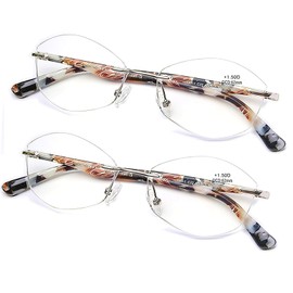 AQWANO Rimless Reading Glasses Women Fashion Designer Computer Blue Light Blocking UV400 Protect Classic Elegant Frameless Readers,3.0