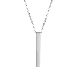 Stainless Steel Bar Pendant Necklace for Men Women with Chain Color Silver
