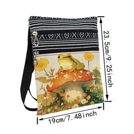 LiuenMgg Mushroom Frog Messenger Bag Small Ethnic Pattern Printed Adjustable Strap Crossbody Zipper Bag Mushroom Frog Phone Bag Wallet Cute Shoulder Handbag for Women Friends -3