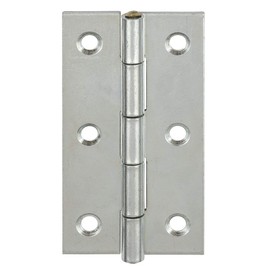 Gedotec Box Hinge Metal Chest Hinge with Riveted Brass Pin | 40 x 26 mm | Furniture Hinge Galvanised Steel | Hinge Band for Screwing | Pack of 10 - Furniture Strap Rolled According to DIN 7954 A