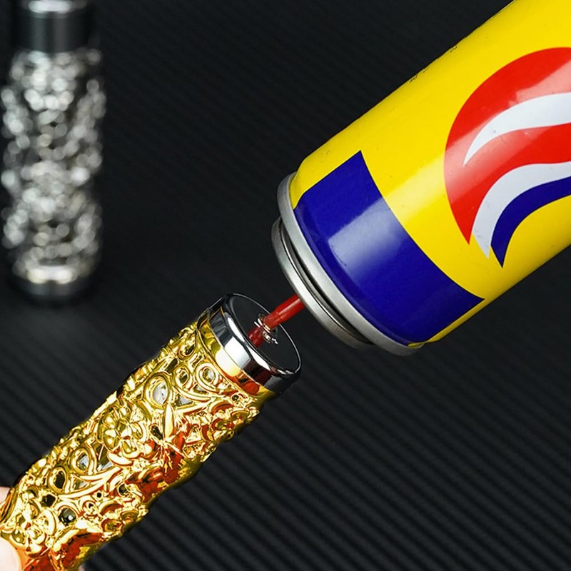 2PACK Blue and Silver Flowers Windproof Butane Jet Torch Lighter,Funny