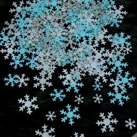 228 Pieces Snowflake Decoration Confetti - Winter Party Decoration Confetti - Suitable for Winter Festival Party Birthday Wedding Valentine's Day Site Decoration. (Large Blue Snowflake Confetti)