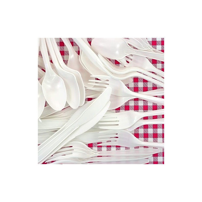 Blue sky Premium Disposable White Plastic Soup Spoons - 50