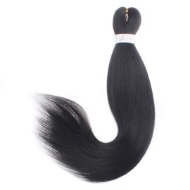 Leeven 8 Packs Pre Stretched Braiding Hair Extension Yaki Texture Hot Water Setting EZ Braids Kanekalon Hair for Coi Leray Braids Black Braiding Crochet Hair Extensions /16 Inch 1B#