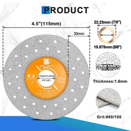 BRSCHNITT Rock Slab Grinding Disc - 4.5 inch Glass Cutter Disc (5pcs), Granite Cutting Disc, Diamond Grinder Wheel for Rock Slab, Stone, Tile, Marble, Granite, Glass Diamond Cutting Discs