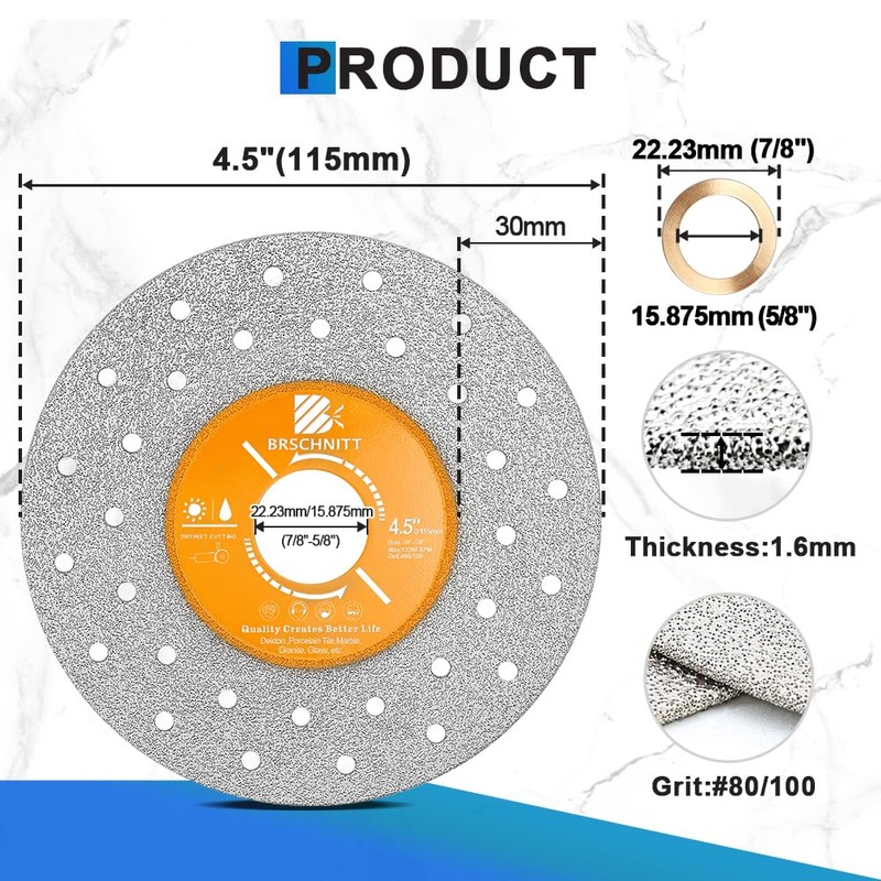 BRSCHNITT Rock Slab Grinding Disc - 4.5 inch Glass Cutter