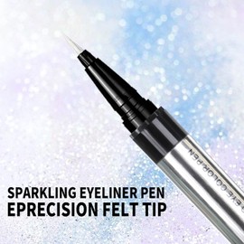 Music Flower Eyeliner Pen,Waterproof liquid Eyeliner with Precision Tip,Metallic Shimmer Color Eyeliners Smudge-Resistant Long wearing (Sliver white)