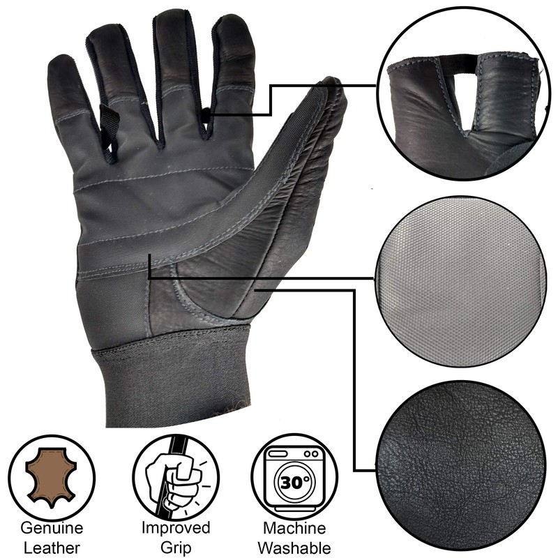 Globaleather SureGrip Full Finger Wheelchair Gloves - Black (X Small)