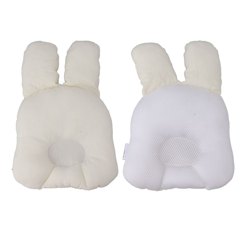 Baby Pillow Recessed Rabbit Ear Shaped 21.5cm Width Soft Breathable