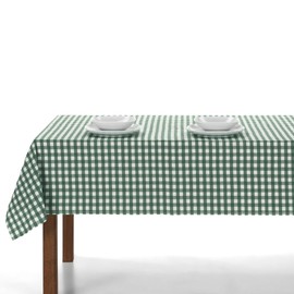 LAN&LAN Washable Checked Tablecloth with Fabric, Tablecloths High Quality Made, for Indoor and Outdoor Use (Green, 140 x 100 cm)