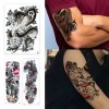 할로윈 타투 도안 판박이 지워지는 문신 스티커 헤나 컬러 이레즈미 긴팔 허벅지 대형 중형 [6-02. 대형 / 컬러 도안 02] Halloween Tattoo Design Temporary Tattoo Sticker Henna Color Irezumi Long Sleeve Thigh Large Medium [6-02. Large / Color Design 02]
