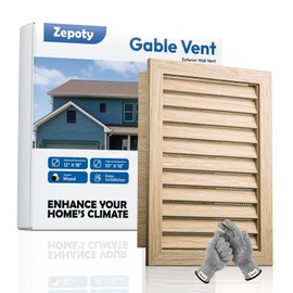 Zepoty 12" x 18" Wood Gable Vent - Replaceable Mesh, Paintable Elegance, and Smooth Surface - Perfect for Attic and Shed Ventilation, Vent Opening: 10" x 16"
