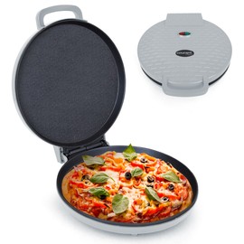 Courant Pizza Maker 12-inch Pizzas Machine, Newly improved Cool-touch Handle Non-Stick plates Pizza oven & Calzone Maker, Electric Countertop Oven for Home or School, 12” Indoor Grill/Griddle, Gray