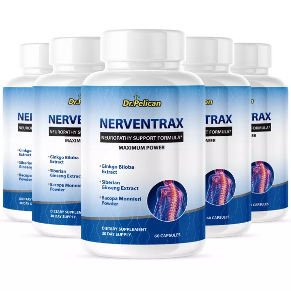 Pelican Vitamins Nerventrax- Nerve & Brain Support- 5 Bottles- 300