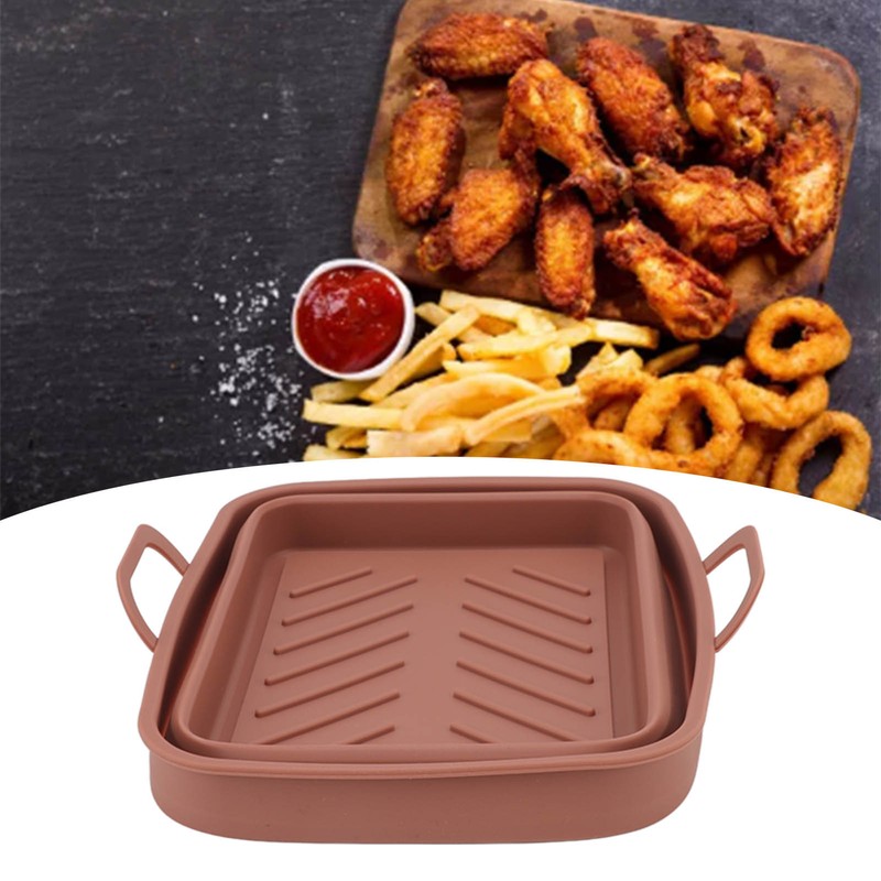 2 Pcs Silicone Air Cooker Pot with Handle Rectangular Fryer