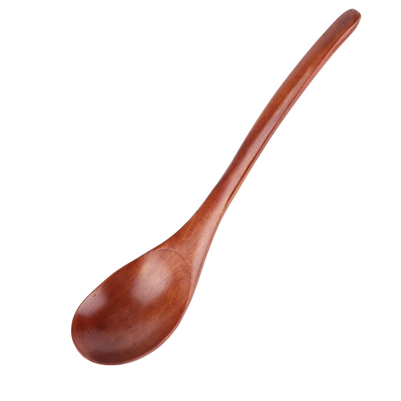 5Pcs Wooden Soup Spoon with Curved Handle Multi Purpose Rice