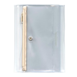isshoni. N1934 Recycled PVC B6 Notebook Cover with Pen Case [Clear Beige]