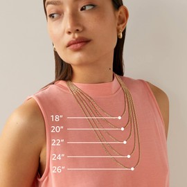 PAVOI Italian Solid 925 Sterling Silver, 22K Gold Plated Chain Necklaces | Snake, Square Box, Cable, Super Flex Curb, Miami Cuban and Rope Diamond-Cut Herringbone Necklace for Women and Men | MADE IN