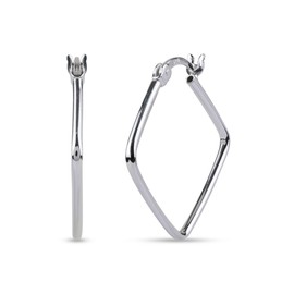 LeCalla Sterling Silver Jewelry Light Weight Square Dainty Small Hoop Earrings for Women