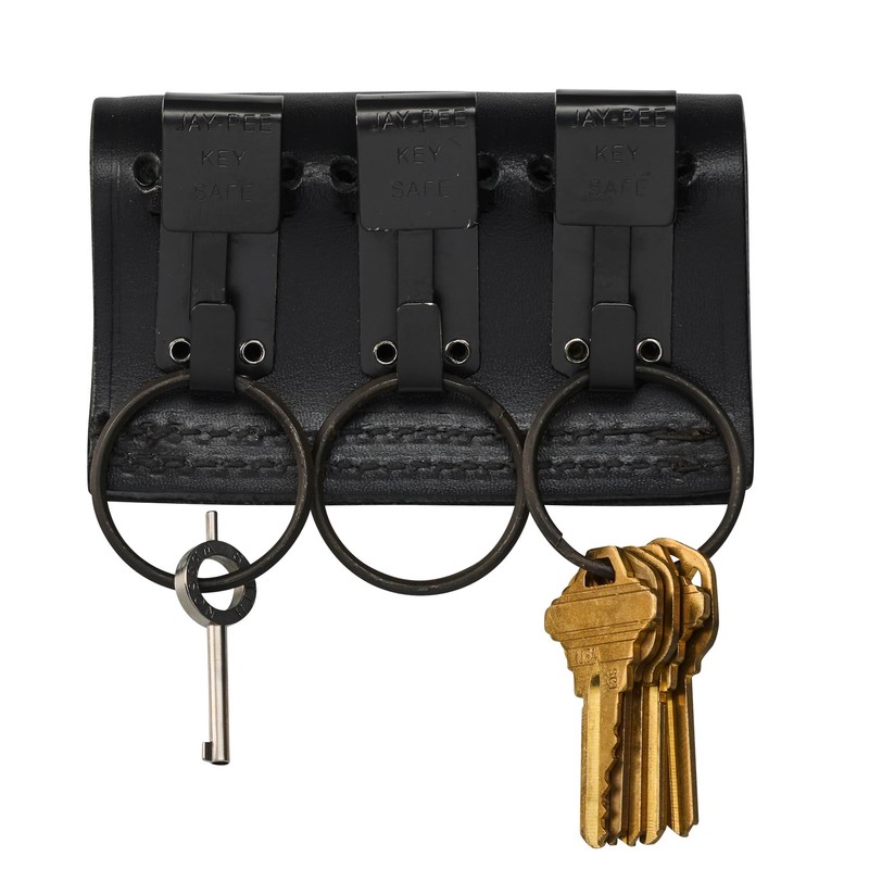 Jay-Pee Black Leather Duty Belt Key Holder, Officer Accessory, Law