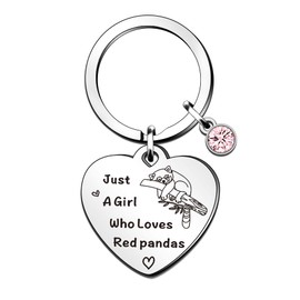 QMVMV Funny Red Panda Keyring Gifts Animal Lover Gift Just A Girl Who Loves Red Pandas Red Panda Lover Gift For Women Girls, Who Loves Red Pandas Keyring