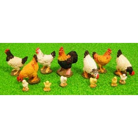 1:12 Scale Dolls House Miniatures 13 Assorted Chickens DA017 by STREETS AHEAD
