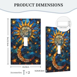 YIJIKJY Light Switch Cover Plate Sun Moon Glass Painting Boho Art 1 Gang Single Toggle Decorative Switch Plates Wall Plates Electrical Faceplate for Bathroom Bedroom Decor