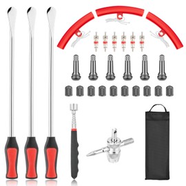 Hengme Tyre Lever Tool Set, 24 PCS Motorcycle Bicycle Cart Scooter Repair Kit with 3PCS 39cm Iron Tyre Spoon and Valve Removal Tool