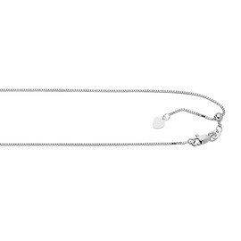 JewelryWeb 925 Sterling Silver With Rhodium Finish 0.8mm Adjustable Box Chain With Lobster Clasp Necklace 30 Inch Chain-Necklace for Women and Men
