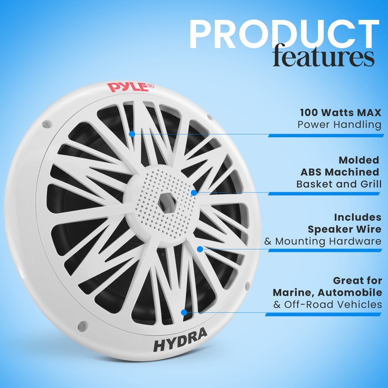 Pyle Marine Speakers, Waterproof, Weather Resistant, 8 Inch Dual, 10