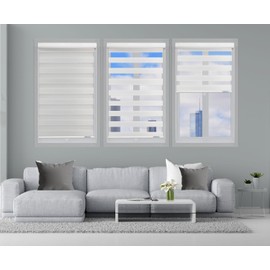 ShadesU Cordless Zebra Shades for Window Shades for Privacy - Easy to Install (White Color) (Maximum Height 72") (Width 24")