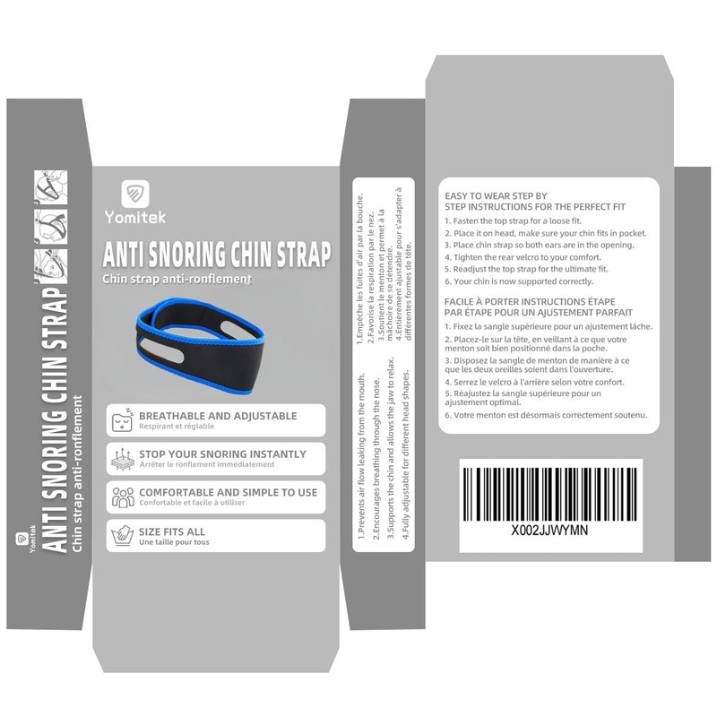 Adjustable Anti Snoring chin strap with Comfortable Neoprene for Better