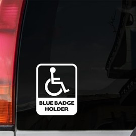 Disabled Disability Blue Badge Holder Wheelchair Car Window Bumper Sticker Decal, Disability Car Parking Safety Car Sticker (90mm x 110mm (LxH))
