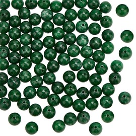 OLYCRAFT Approx. 96 Pieces 8 mm Natural Malaysia Jade Beads Natural Gemstone Beads Dark Green Jade Beads Spacer Beads Natural Jade Bead for Bracelet Necklace Jewellery Making