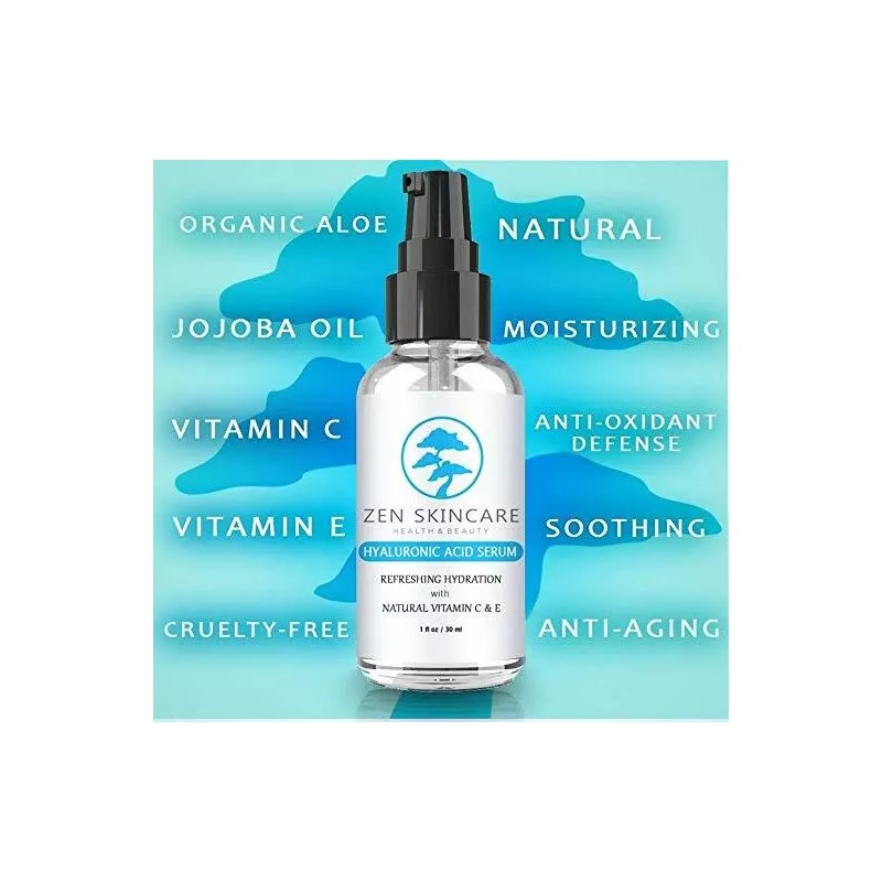 Zen Skin Care Anti-Aging Hyaluronic Acid Serum with Vitamin C