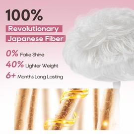 REECHO Hair Topper, Short Wiglet Hair Topper for Women with Thinning Large Coverage Synthetic Top Crown Hairpiece for Women - Silver White